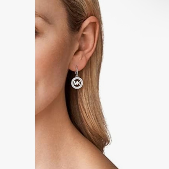 Michael Kors Silver Circle Logo Earrings - Picture 2 of 5